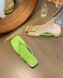 Green Casual Clip Toe Beach Flip Flops Women 2022 New Outdoor Vacation Low Heel Slippers Woman Summer Strap Sandals Lady