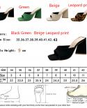 Square Toe Highheeled Slippers Womens Outside Wear 2022 Summer Plus Womens Shoes Triangle Thick Heel Sandals Banquet S