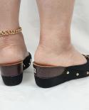 Rimocy Summer Platform Rivet Slippers Women 2022 New Fashion Buckle Wedges Sandals Woman Plus Size Thick Bottom Beach Fl