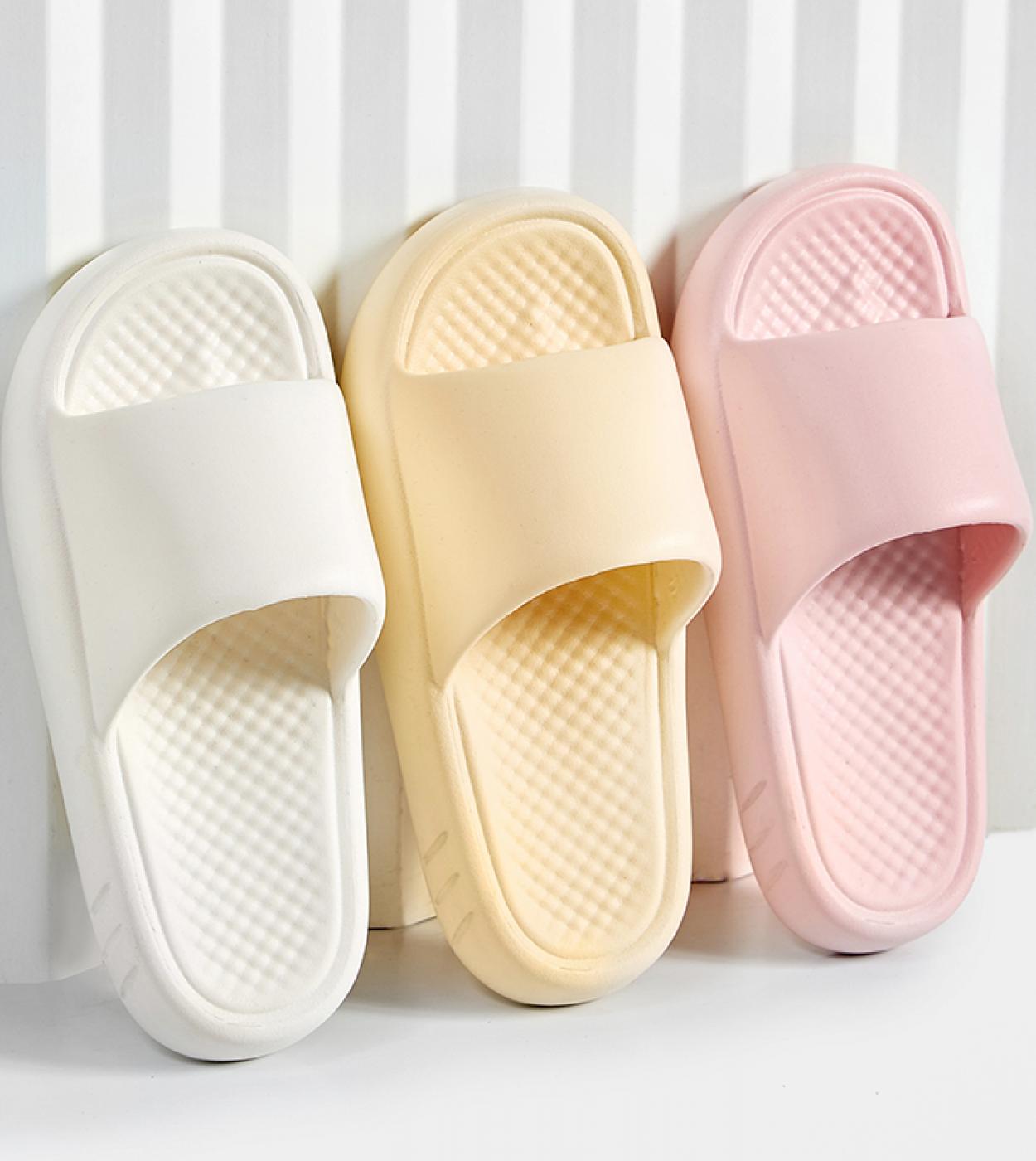 Women Soft Sole Cloud Slippers Home Bathroom Mute Anti Slip Slides Platform Pillow Slippers For Woman Summer Eva Flip Fl