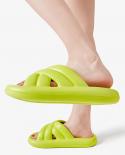 Home Soft Sole Pillow Slides For Women Summer 2023 Fashion Thick Platform Cloud Slippers Woman Flat Non Slip Flip Flops 