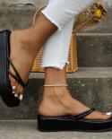 Yellow Pu Leather Platform Flip Flops Women Fashion Clip Toe Flat Sandals Woman 2023 Summer Non Slip Beach Slippers Plus