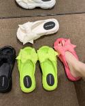 Fashion Bowknot Platform Flip Flop For Women 2023 Summer Beach Non Slip Wedge Slippers Woman Thick Sole Clip Toe Slides 
