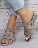 Rimocy Non Slip Wedge Slippers For Women 2023 Summer Open Toe Platform Sandals Woman Pu Leather Thick Bottom Beach Slide
