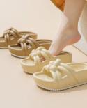 Chunky Platform Pillow Slippers For Women 2023 Summer Soft Sole Wedge Sandals Woman Thick Bottom Non Slip Beach Flip Flo