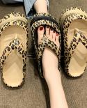 Fashion Leopard Eva Flip Flops For Women Summer 2023 New Clip Toe Platform Slippers Woman Soft Sole Non Slip Beach Slide