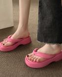 2023 Summer Fashion Designer Flip Flops Women Thick Bottom Clip Toe Wedge Sandals Woman Platform Non Slip Beach Slides S