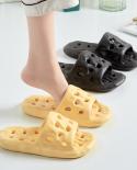 Hollow Out Quick Drying Shower Slippers Women Lightweight Non Slip Bathroom Shoes Woman Soft Sole Home Cheese Slippers S