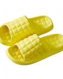 Shower Slippers Grid Pattern Solid Color Soft Sole Eva Slip On Men Women Summer Home Slides Bathroom Supplies Beach Slip