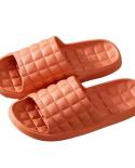 Shower Slippers Grid Pattern Solid Color Soft Sole Eva Slip On Men Women Summer Home Slides Bathroom Supplies Beach Slip