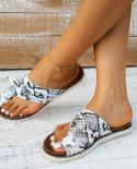 Fashion Beach Slippers  Leopard Snake Pattern Anti Slip Flat Open Toe Soft Sole Summer Women Flip Flops Sandals Chanclas