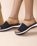 1 Pair Open Toe Soft Sole Slide Sandals Fine Workmanship Mesh Breathable Soft Wedges Shoes For Summer  Womens Slippers