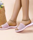 1 Pair Open Toe Soft Sole Slide Sandals Fine Workmanship Mesh Breathable Soft Wedges Shoes For Summer  Womens Slippers