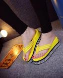 Women Strip Summer Sandals High Heel Height Flip Flops Eva Comfortable Antiskid Beach Toe Post Shoes Slippersflip Flops