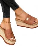 Women Wedges Sandals Platform Footwear Slide On Open Toe Anti Skid High Heels Slippers For Summer Daily Wear  Womens Sl
