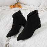 Ankle Boots For Women Square Toe Fashion Shoes Plush Warm Winter Short Boots Zipper Square Heels Comfortable Lady Shoes 