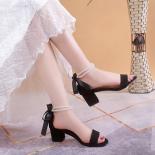 Sandálias de festa de salto claro mulher 2023 cruz fivela cinta sapato feminino med sapatos cruz alta meninas médio moda verão b