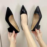 New Light Patent Leather Womens Pumps Pointed Toe Solid Leisure Slip On Shallow Square Medium Heel Party Wedding Shoes