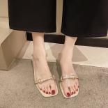 Summer Women Pumps Sandals 9cm Jelly Slippers  Open Square Toe High Heels Women Transparent Slippers Shoe Heel Clear San