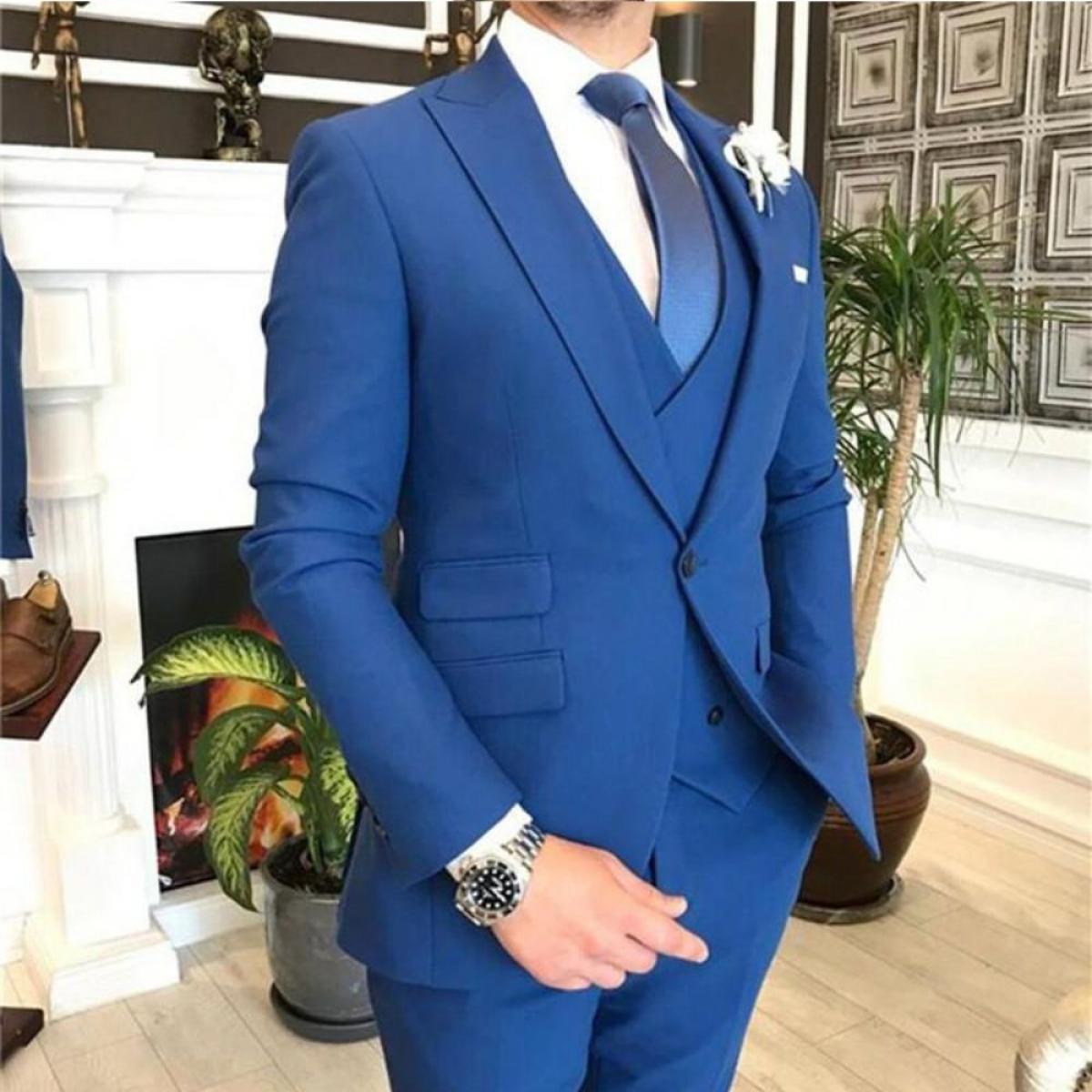 2023 Coat Pant Design Royal Blue Men Suit Slim Fit Groom Tuxedos Wedding  Prom Blazer Costume Homme (jacket+pants+vest)