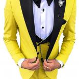 Men Suits Groom Tuxedos Peak Black Lapel Groomsmen 3 Pieces Set ( Jacket + Pants + Vest ） Coustime Homme Luxe