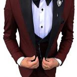 Men Suits Groom Tuxedos Peak Black Lapel Groomsmen 3 Pieces Set ( Jacket + Pants + Vest ） Coustime Homme Luxe