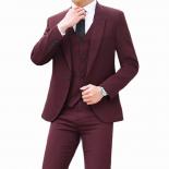 Blazers Sets Jacket Pants Vest 3 Pcs Fashion New Men's Casual Boutique Business Solid Color Slim Dress Suit Coat Trouser
