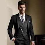 2022 New Groomsmen Suit Black Lapel Groom Tuxedos Men Suits For Wedding Best Man Jacket Pants Vest 3 Pieces Terno Mascul