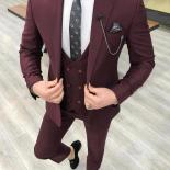 2022new Arrival 3 Pieces Men's Suits Slim Fit Peaked Lapel One Button Wedding Tuxedos  Prom Best Man Blazer ( Jacket+pan