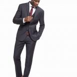 2022 Latest Coat Pant Designs Dark Grey Men Suit Slim Fit Skinny 3 Piece Custom Blazer Groom Suits Simple Tuxedo Terno M