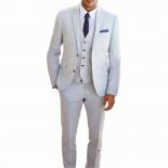 3 Piece Business Working Men Suits Slim Fit Light Gray Gentlemen Blazer Wedding Tuxedos ( Jacket+pant+vest ) Traje De No