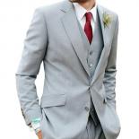 Fashion Men's Suit Slim Fit 3 Pieces Wedding Suits Tuxedos Blazers For Men Silver Grey Custom Size  Terno Masculino Comp