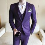Blazers Vest Pants Men's Three Piece Business Men's Suit Boutique Slim Fit 2022 High Formal Party Wedding Routine Dress 