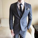 Blazers Vest Pants Men's Three Piece Business Men's Suit Boutique Slim Fit 2022 High Formal Party Wedding Routine Dress 