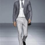 Men's Suits Classic Smolking Terno Slim Fit Easculino Evening For Men Gray Tailcoat Groom Blazer Wedding Prom 3pcs