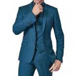 Suit Vest Pants 3 Pcs Set  2022 Fashion New Men's Casual Boutique Business Solid Color Wedding Groom Suits Trousers Wais