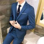 Suit Vest Pants 3 Pcs Set  2022 Fashion New Men's Casual Boutique Business Solid Color Wedding Groom Suits Trousers Wais