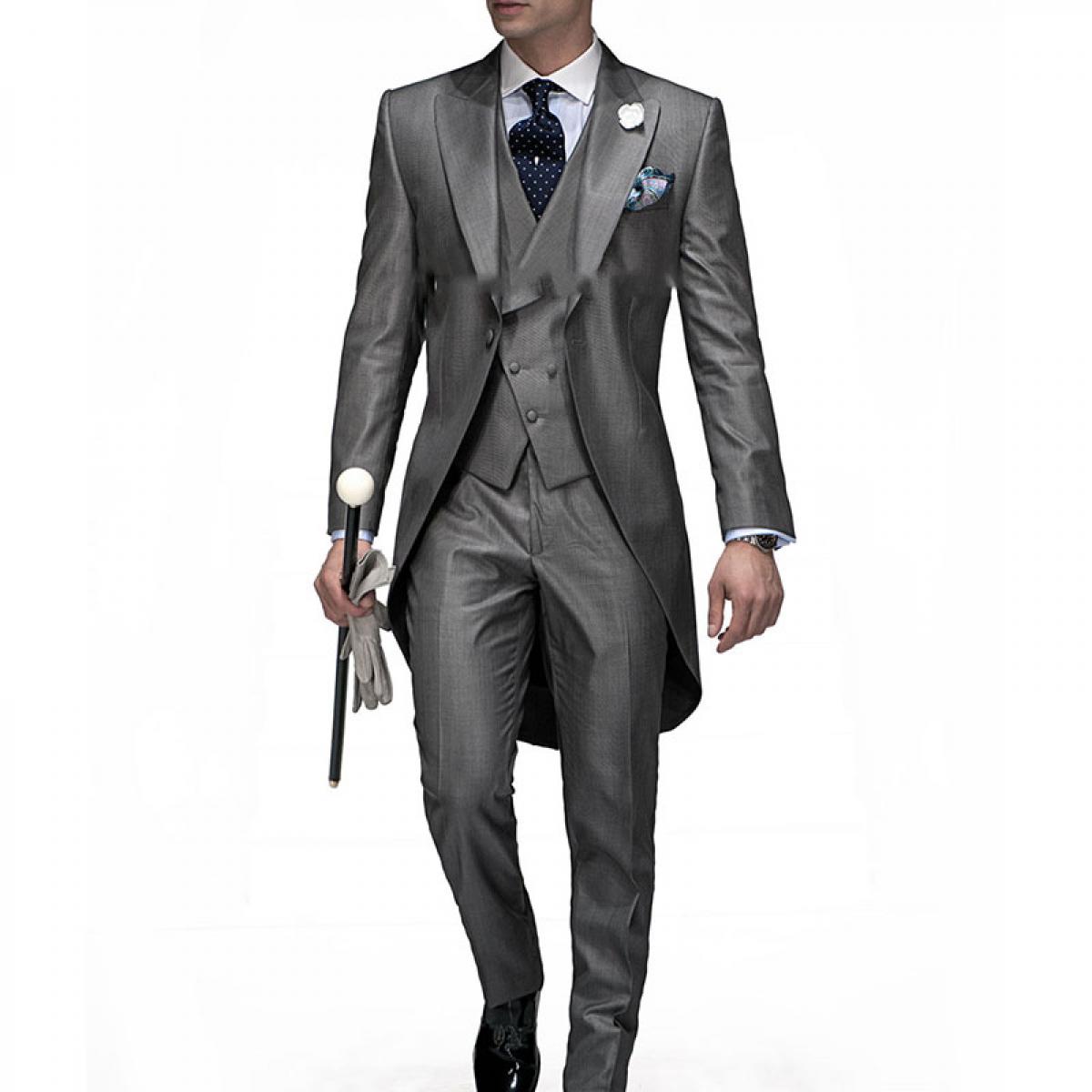 Trajes De Hombre Traje Homme Formal Frac Gris Enarbol La Solapa