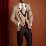 Men's Suits & Blazers Custom Men Suit Beige Brown Classic Formal Slim Fit Blazer 3 Piece (jacket+pants+vest)