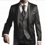 Custom Made Groom Tuxedo Shiny Black Groomsmen Peak Lapel Wedding/dinner Suits Best Man Bridegroom (jacket+pants+tie+ves
