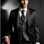Custom Made Groom Tuxedo Shiny Black Groomsmen Peak Lapel Wedding/dinner Suits Best Man Bridegroom (jacket+pants+tie+ves