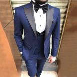 2022 azul formal ternos masculinos sim apto para o casamento 3 peças noivo smoking jaqueta de fumo colete com calças lapela repi