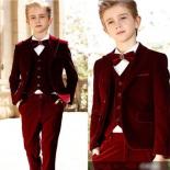 Latest Velvet Kids Children Attire Wedding Blazer Formal Wear Suit Boy Birthday Party Business Suit 3 Pieces Jacket Pant
