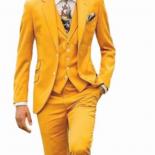 Mustard Yellow Fashion Men's Slim Fit Custom Suits Men Business Prom Wedding Suits 3 Pieces Set Traje Hombre Jacket Vest