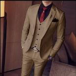 Blazer Sets Men's Suits Custom Slim Fit 3 Piece Gentlemen Wedding Groomsmen Standard Collar Dress (jacket + Vest + Pants