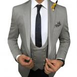 2022men Suits 3 Pieces Slim Fit Business Suits Groom Green Noble Grey White Tuxedos For Formal Wedding Suit(blazer+pants