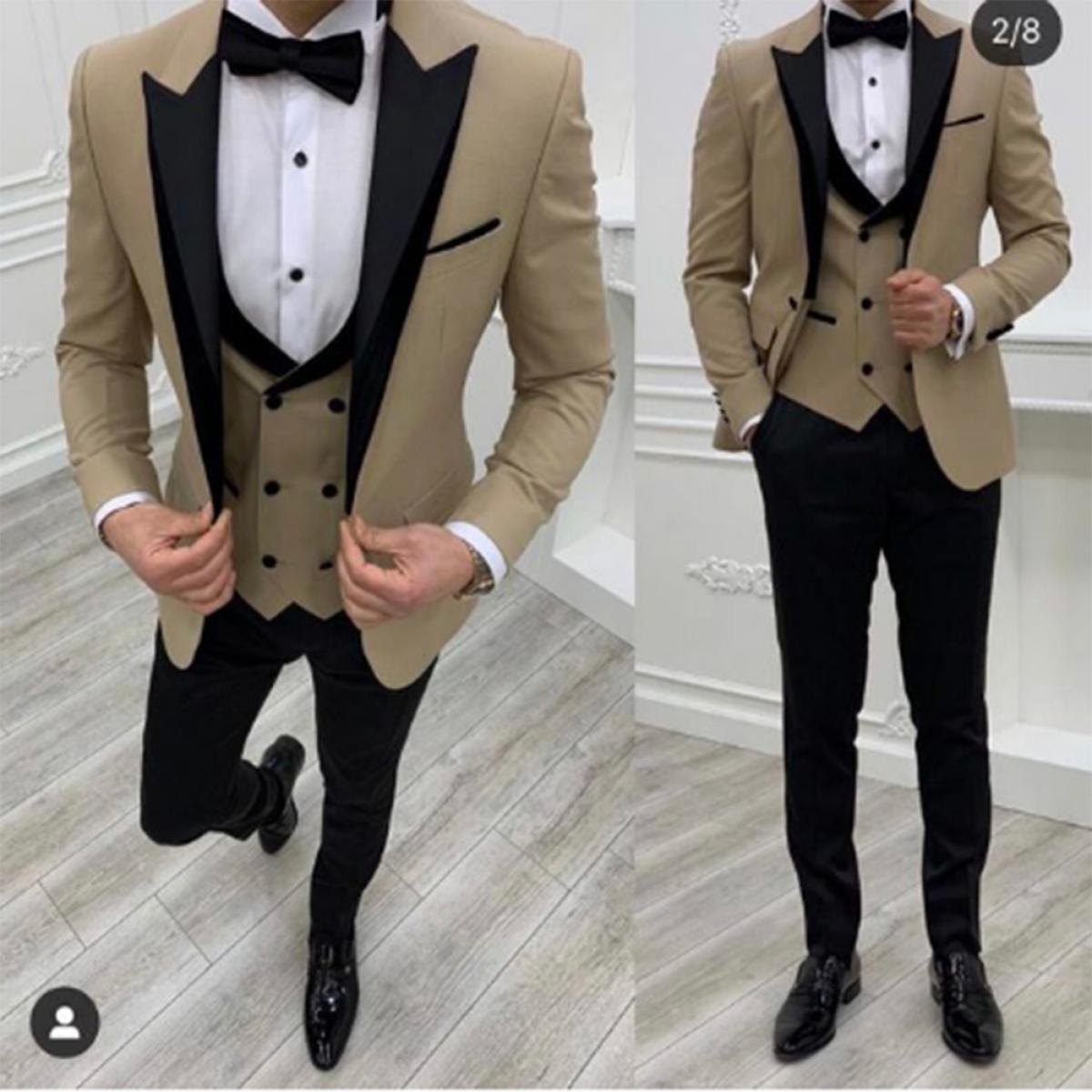 150 65 US Nuevo traje gris trajes ajustados para hombre pantalon negro esmoquin ajustado para novio traje Formal de boda chaqueta pa Description