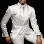Three Piece White Wedding Groom Tuxedos 2023 Peaked Lapel Custom Made Handsome Business Party Men Suits Jacket Pants Ves