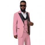 Men's Suit 3 Pcs Blazer Sets Black Shawl Lapel  Peaked Collar Casual Tuxedos For Wedding Groomsmen Suits Men (blazer+ves