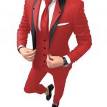 2022 High Quality Slim Fit One Button Red Groom Tuxedos Groomsmen Mens Wedding Suits 3 Piece Prom Bridegroom (jacket+pan